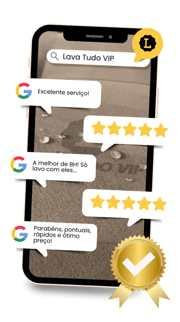 Avaliações 5 estrelas da Lava Tudo VIP no Google